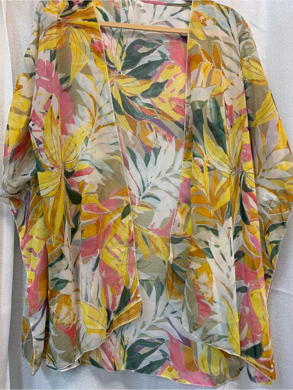 Live 4 Truth Tropical Floral Swim Coverup in Green, Yellow, Pink, Purple - Picture 4 of 6
